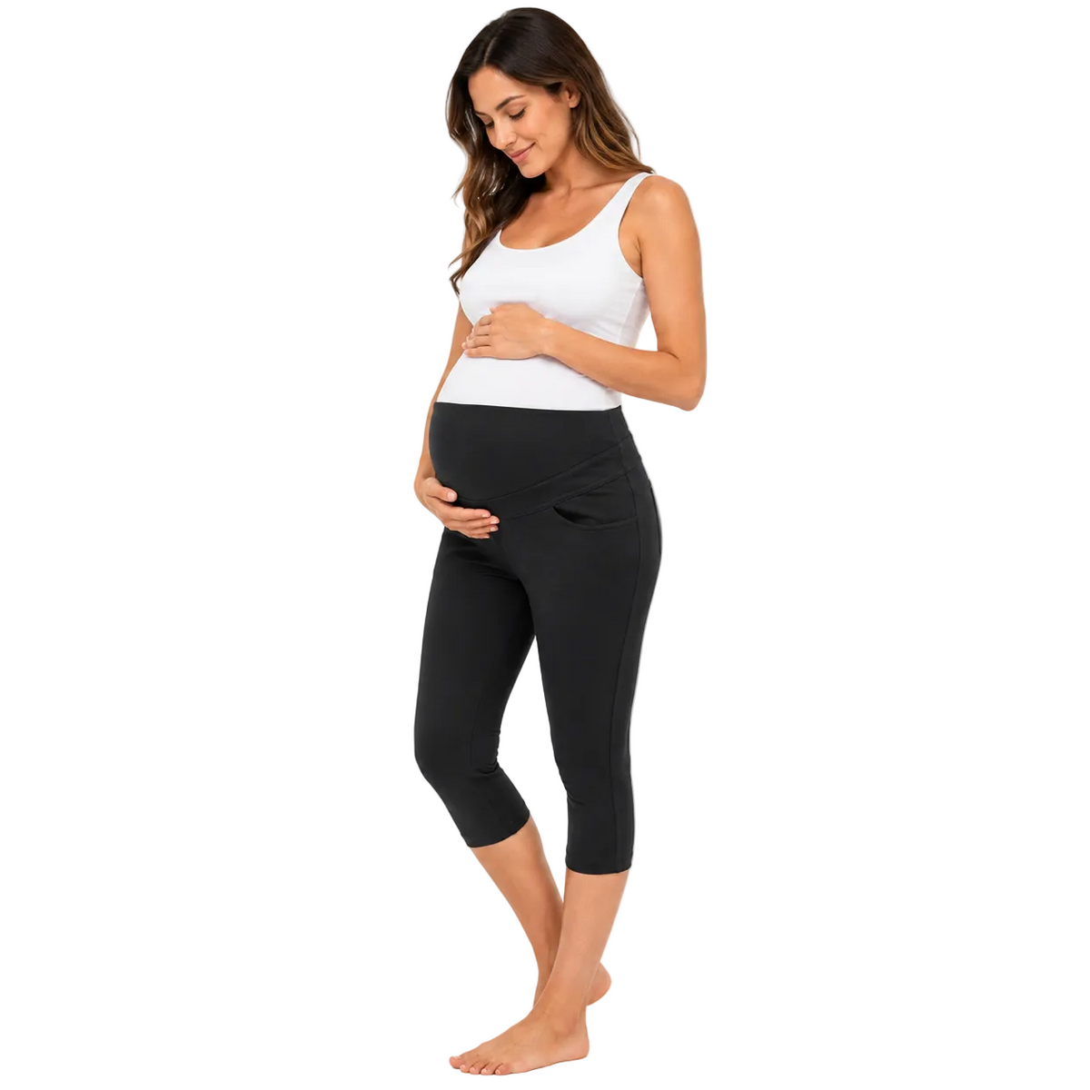 Black stretch capri maternity pants