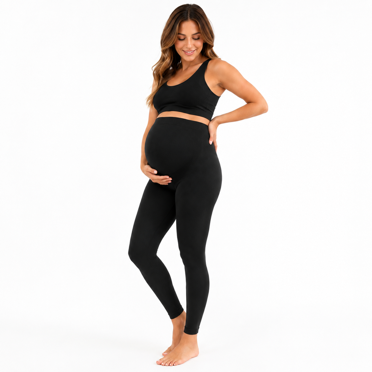 Mama Noo Black Maternity Seamless Leggings