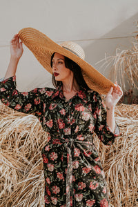 Vintage Velvet Corduroy Floral Dress