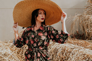 Vintage Velvet Corduroy Floral Dress