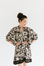 The Dahlia Short Dress - Monochrome Floral