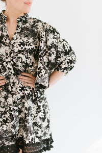 The Dahlia Short Dress - Monochrome Floral