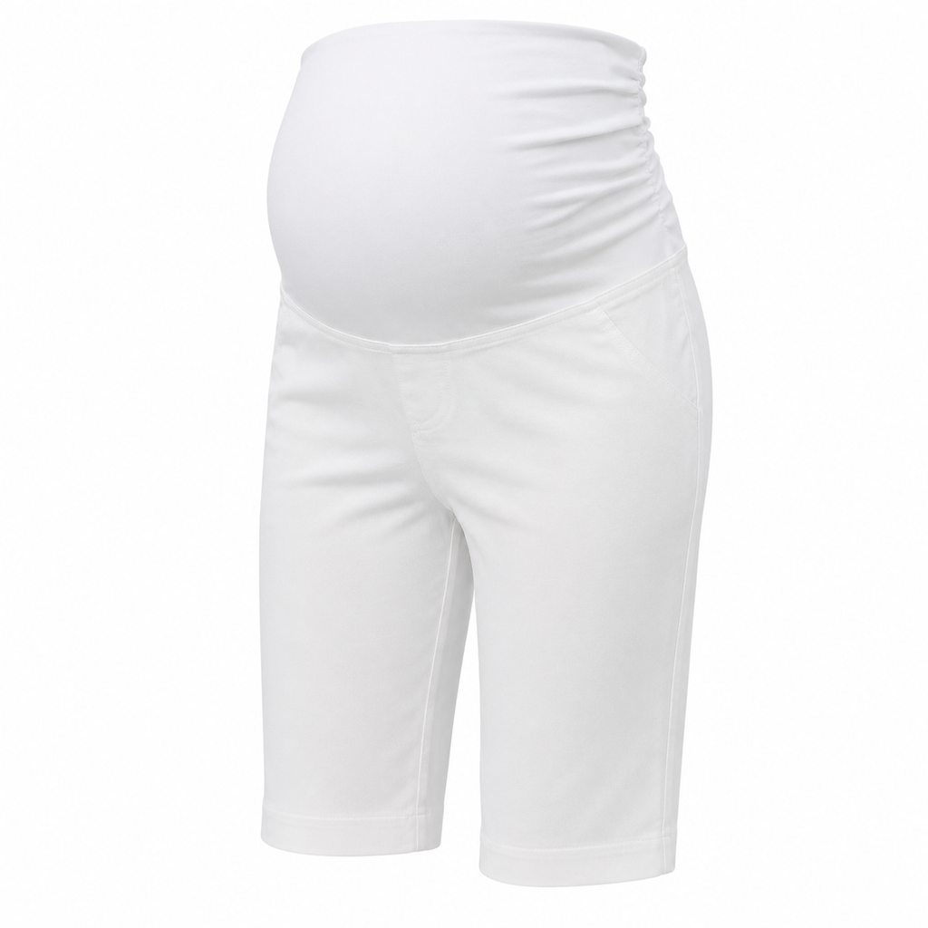 White maternity city shorts
