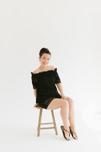 The Becca Cut-Out Lace Top | Black