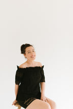 The Becca Cut-Out Lace Top | Black