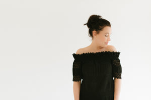 The Becca Cut-Out Lace Top | Black