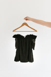 The Becca Cut-Out Lace Top | Black