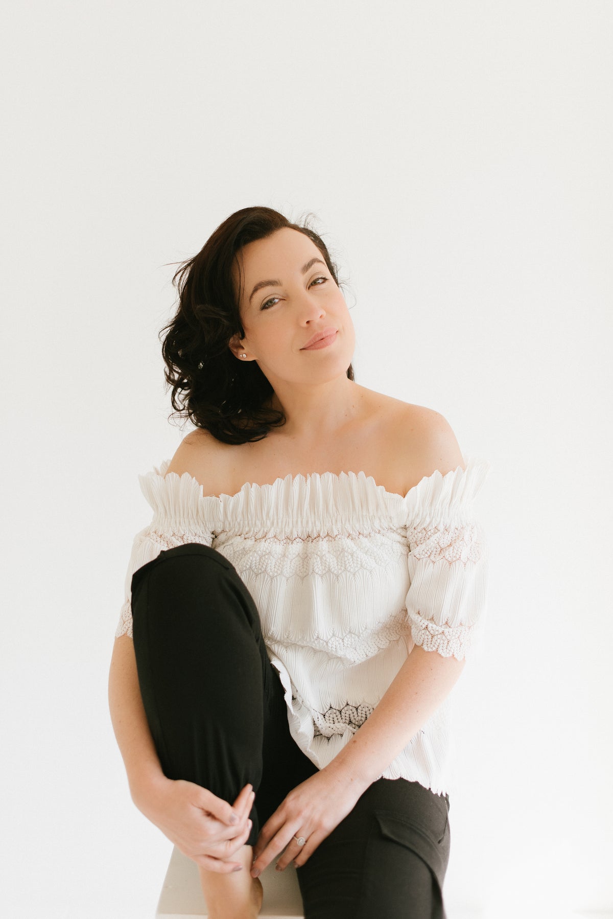 The Becca Cut-Out Lace Top | White