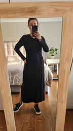 Sophie Rib Long Sleeve Dress | Black